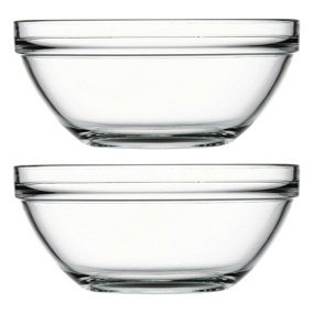 URBNLIVING 12cm Height Single Glass Stackable Mixing Bowl Set of 2