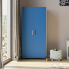 URBNLIVING 130cm Height Kids Bedroom Furniture Blue Wardrobe Storage