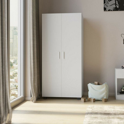 URBNLIVING 130cm Height Kids Bedroom Furniture White Wardrobe Storage