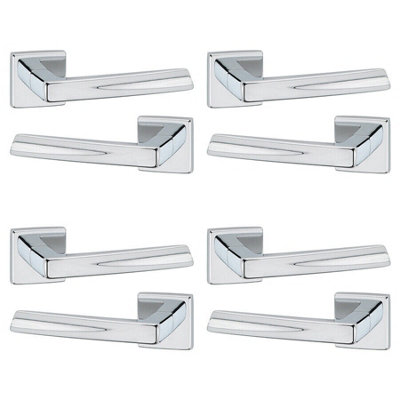 URBNLIVING 136mm Length 8 Pcs Sydney Metal & Chrome Lever Latch Door Handles Set