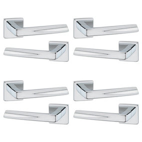 URBNLIVING 136mm Length 8 Pcs Sydney Metal & Chrome Lever Latch Door Handles Set