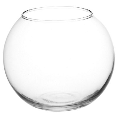 URBNLIVING 13cm Height Round Glass Flower Vase Fish Bowl Modern Home Floral Display Centerpiece Decor