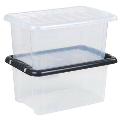 URBNLIVING 13L Set of 3 Plastic Storage Boxes Clip Lid Quality ...