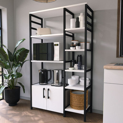 URBNLIVING 141cm Height Open Style White Wooden Storage & Shelf Unit ...