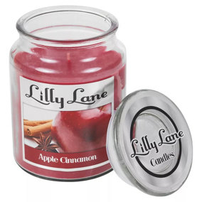 URBNLIVING 14cm Height Apple Cinnamon Lilly Lane 18oz Large Scented Candle Glass Jar Fragrance Aromatic Home