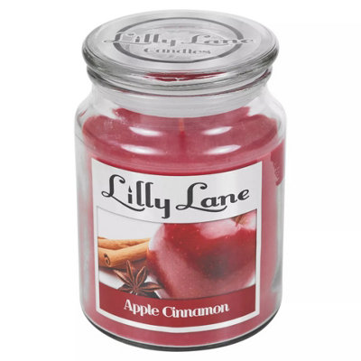 URBNLIVING 14cm Height Apple Cinnamon Lilly Lane 18oz Large Scented Candle Glass Jar Fragrance Aromatic Home