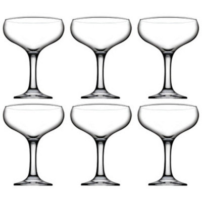 URBNLIVING 14cm Height Clear Bistro Champagne Glass Set of 6