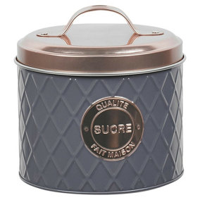 URBNLIVING 14cm Height French Style Copper and Grey Metal Tin Bread Pasta Sugar Coffee Biscuits Boxes