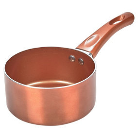URBNLIVING 14cm Length Milk Pan Ceramic Copper Steel Saucepans Kitchen Cookware