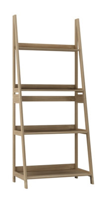 URBNLIVING 150cm Height Oak Modena 4 Tier Wooden Ladder Storage Rack ...