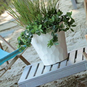 URBNLIVING 150cm White Mini Round Plastic Modern Flower Plant Garden Indoor Outdoor Planter Pots