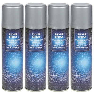 URBNLIVING 150ml 4 Pcs Silver Decorative Lacquer airbrush Bottle Festive Craft Metallic Colour Decor