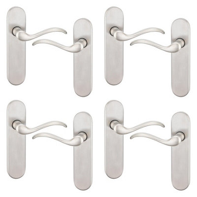 URBNLIVING 150mm Length 8 Pcs Geneva Scroll Metal & Satin Nickel Lever Latch Door Plain Handle Set