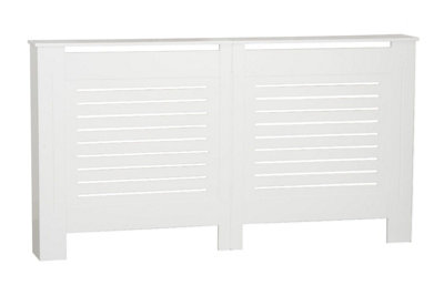 URBNLIVING 152cm Width Large White Modern Wooden Radiator Cover MDF Grill Shelf Cabinet Furniture