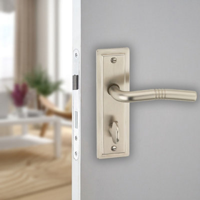 URBNLIVING 158mm Length 8 Pcs Nevada Metal & Satin Nickel Lever Latch Bathroom Door Handles Set