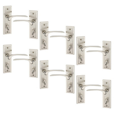 URBNLIVING 159mm Length 12 Pcs Como Dual Metal & Satin Nickel Bathroom Lever Latch Door Handles Set