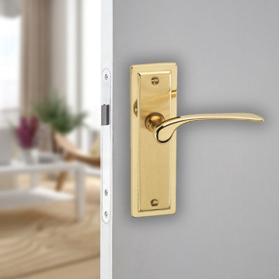 URBNLIVING 159mm Length 2 Pcs Como Dual Metal & Polished Brass Lever Latch Door Plain Handles Set