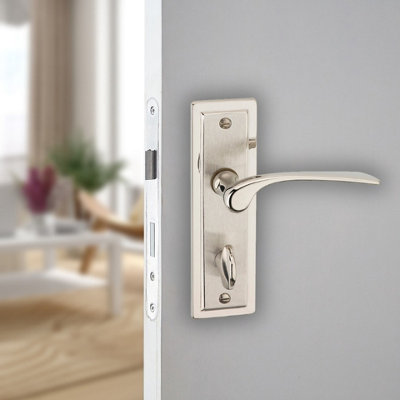 URBNLIVING 159mm Length 2 Pcs Como Dual Metal & Satin Nickel Lever Latch Bathroom Door Handles Set