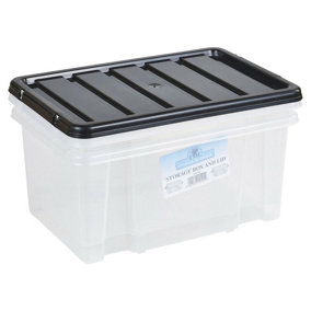 URBNLIVING 15cm Height 7L Plastic Storage Boxes Black Clip Lid Quality Container Lightweight
