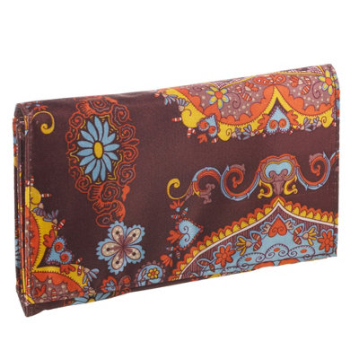 URBNLIVING 15cm Height Ladies Brown Oriental Design Purse Wallet Hand Bag Organizer Designer Fashion Clutch