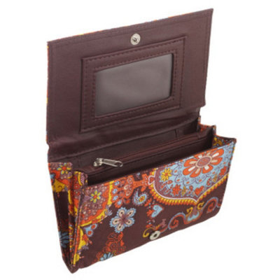 URBNLIVING 15cm Height Ladies Brown Oriental Design Purse Wallet Hand Bag Organizer Designer Fashion Clutch