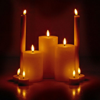 URBNLIVING 15cm Height LED Flameless Flickering Flame Wick Timer Remote ...