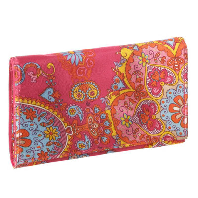 URBNLIVING 15cm Width Ladies Oriental Design Purse Wallet Hand Bag Organiser Designer Fashion Clutch Pink