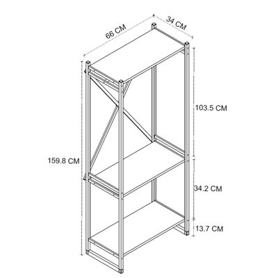 URBNLIVING 160cm Height 3 Tier Walnut Wooden Coat Rack and Shoe Storage Stand With Metal Frame - 4