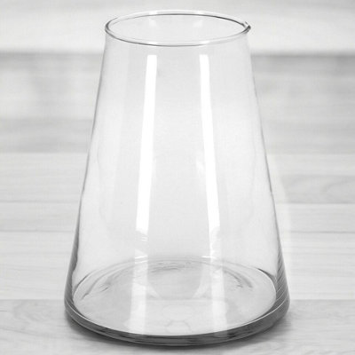 URBNLIVING 16cm Diameter Clear Glass Flowers Vase Cone Shaped Wedding Party Centerpiece - 3