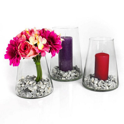 URBNLIVING 16cm Diameter Clear Glass Flowers Vase Cone Shaped Wedding Party Centerpiece - 4