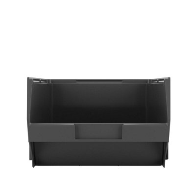 URBNLIVING 16cm Height Black Plastic Wall Mounted Stacking Click Box Storage Bins Tool Shelving Rack Set Of 10
