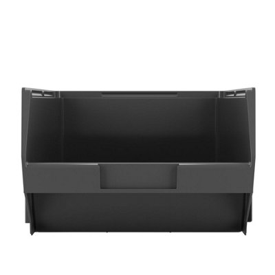 URBNLIVING 16cm Height Black Plastic Wall Mounted Stacking Click Box Storage Bins Tool Shelving Rack Set Of 5