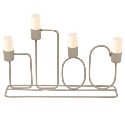 URBNLIVING 16cm Metal Cream Candle Holder Holds Up To 4 Candles Dinner Centrepiece