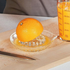 URBNLIVING 16cm Round Glass Citrus Lemon Orange Lime Squeezer Strainer Fresh Hand Juicer Tool