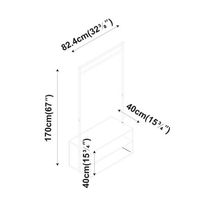 URBNLIVING 170cm Height Wooden Shoe Rack Shelf Storage & Metal Clothes Coat Garment Hanging Display Rail White Colour - 3