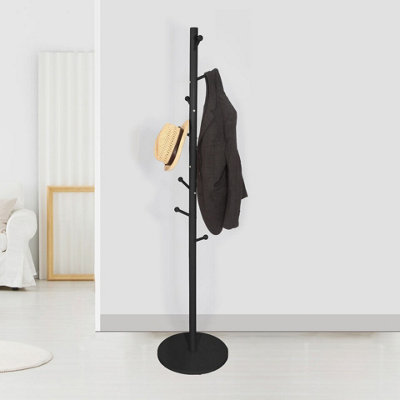 URBNLIVING 174cm Height Coat Rack Tree Branch Hanger Stand Multi Hooks Hallway Freestanding w/ MDF Base, Black