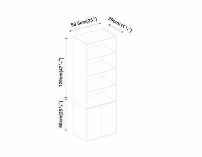 URBNLIVING 180 cm Height 6 Tier Bookcase With 2 Door Cupboard Cabinet Storage Shelving Display Wood Shelf Beech - 4