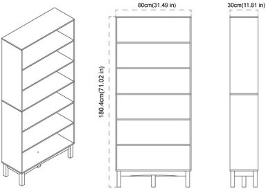 URBNLIVING 180cm Height Ash Grey 6 Tier Wide Wooden Bookcase Shelf Storage Display Shelving Unit - 3