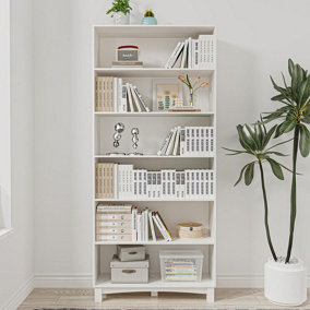 URBNLIVING 180cm Height White 6 Tier Wide Wooden Bookcase Shelf Storage Display Shelving Unit