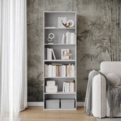 URBNLIVING 180cm Height Wide 6 Tier White Book Shelf Deep Bookcase Storage Cabinet Display Dining Living Room