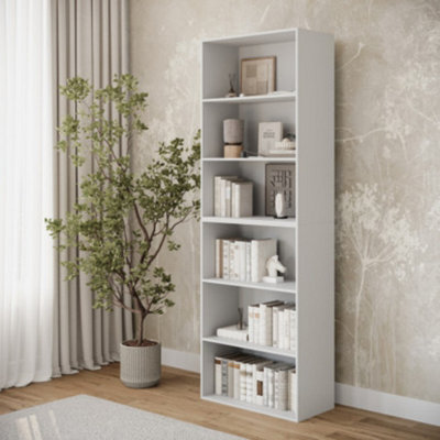 URBNLIVING 180cm Height Wide 6 Tier White Book Shelf Deep Bookcase Storage Cabinet Display Dining Living Room