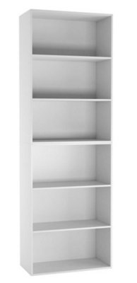 URBNLIVING 180cm Height Wide 6 Tier White Book Shelf Deep Bookcase Storage Cabinet Display Dining Living Room