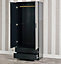 URBNLIVING 180cm Tall Wooden 2 Door Wardrobe Black Carcass and Black Drawers With 2 Drawers Bedroom Storage Hanging Bar Clothes