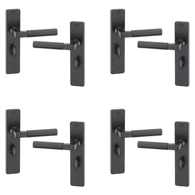 URBNLIVING 183mm Length 8 Pcs Windsor Metal & Slate Grey Lever Latch Bathroom Door Handles Set