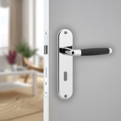 URBNLIVING 184mm Length 2 Pcs Cambridge Metal & Polished Nickel Lever Latch Door Keyhole Handles Set