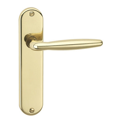 URBNLIVING 184mm Length 2 Pcs Rouen Metal & Polished Brass Lever Latch Door Plain Handles Set