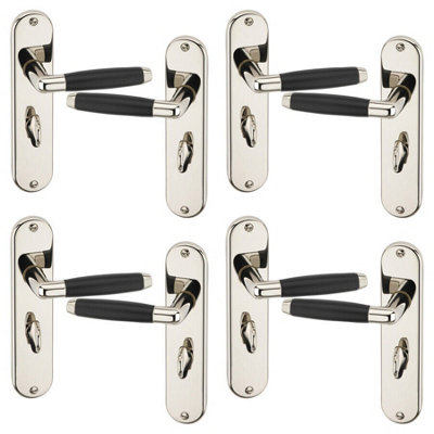 URBNLIVING 184mm Length 8 Pcs Cambridge Metal & Polished Nickel Lever Latch Bathroom Door Handles Set
