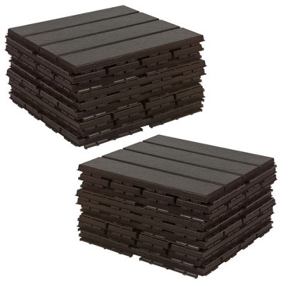 URBNLIVING 18Pc Brown Colour Interlocking Plastic Garden Path Floor ...