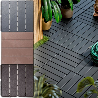 URBNLIVING 18Pc Cappuccino Colour Interlocking Plastic Garden Path ...