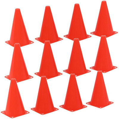 URBNLIVING 19cm Height Orange 12Pcs Safety Training Cones Set Sports Football Running Construction Markers